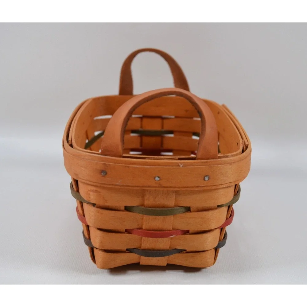 Longaberger Key Basket Combo 1995 Green Red Blue Accent Weaves